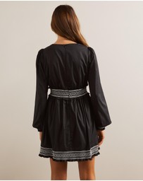 AERE - Organic Cotton Contrast Embroidery Capsule Mini Dress