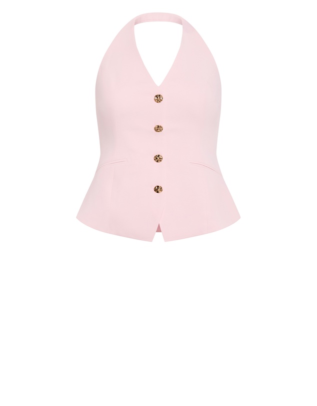 City Chic - Plus size Abbie Halter Vest - heavenly pink