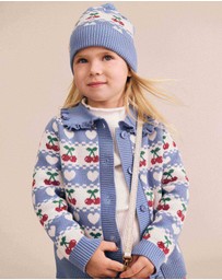Huxbaby - Cherry Heart Frill Collar Knit Cardigan - Babies