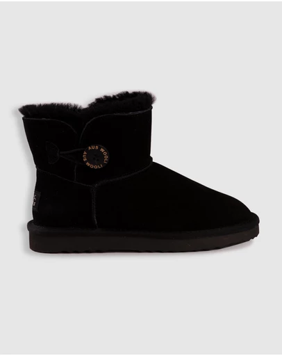 AusWooli Ugg Boots - Cabarita Short Sheepskin Wool Button Boots