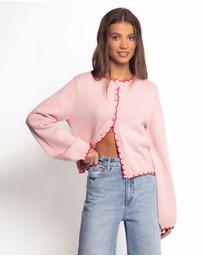 Petal & Pup - Payton Scallop Cardigan - Pink Red