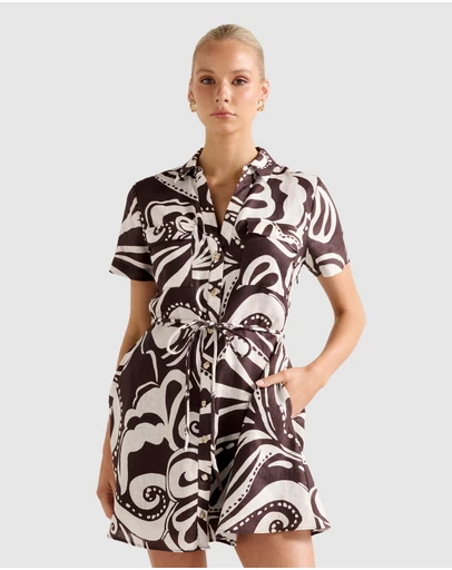 Forever New - Grace Linen Shirt Mini Dress