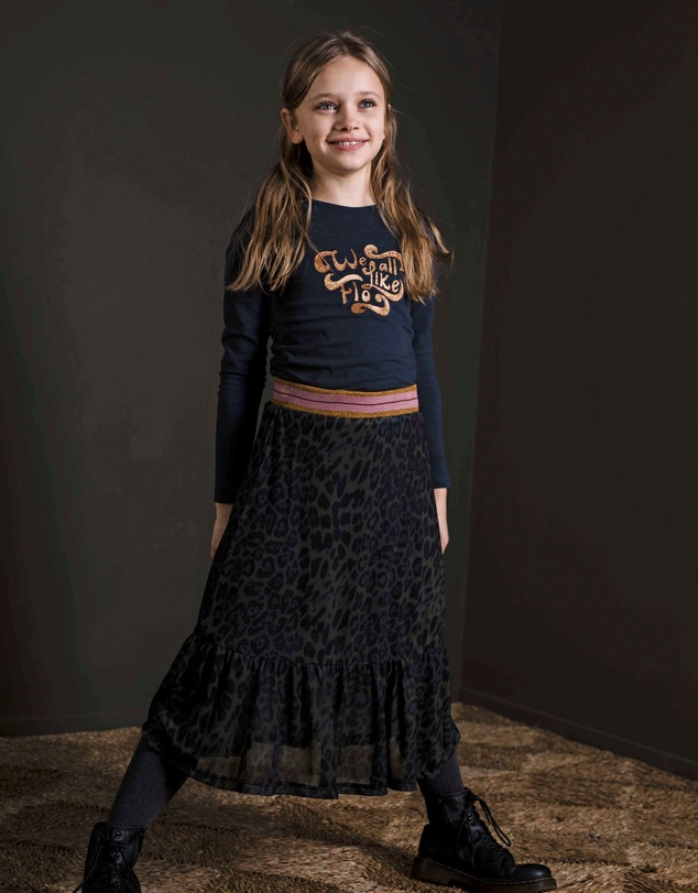 Like FLO - Green Leopard Print Maxi Skirt - Kids-Teens