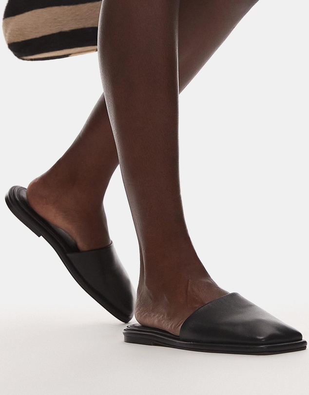 TOPSHOP - Almina Real Leather Square Toe Mules