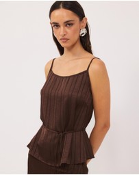 Calli - Sayer Satin Boat Neck Top