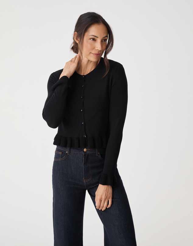 Forcast - Daisy Tencel Frill Cardigan