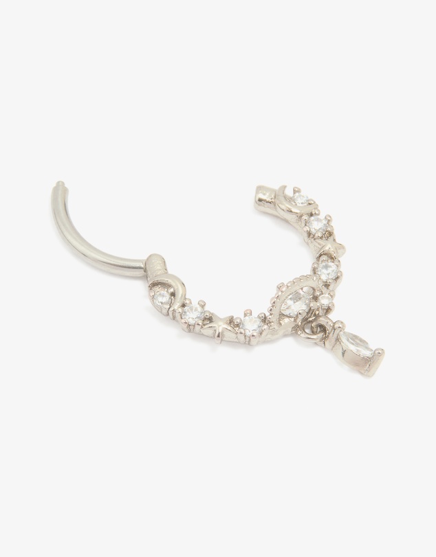 Lovisa - Titanium Cubic Zirconia Drop Clicker Ring