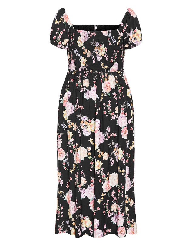 City Chic - Abbigail Floral Print Maxi Dress - Black