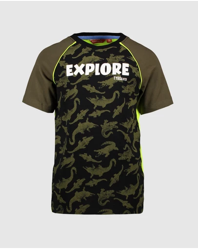 TYGO&vito - Organic Raglan Crocodile Explore Tee - Kids-Teens