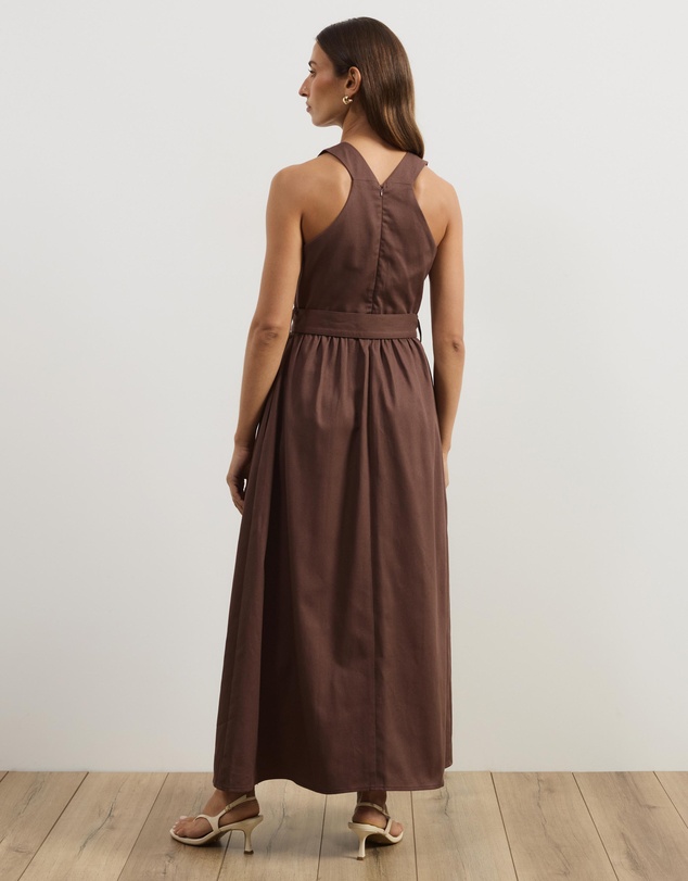 Atmos&Here - Ada Cotton Twill V-Neck Midi Dress