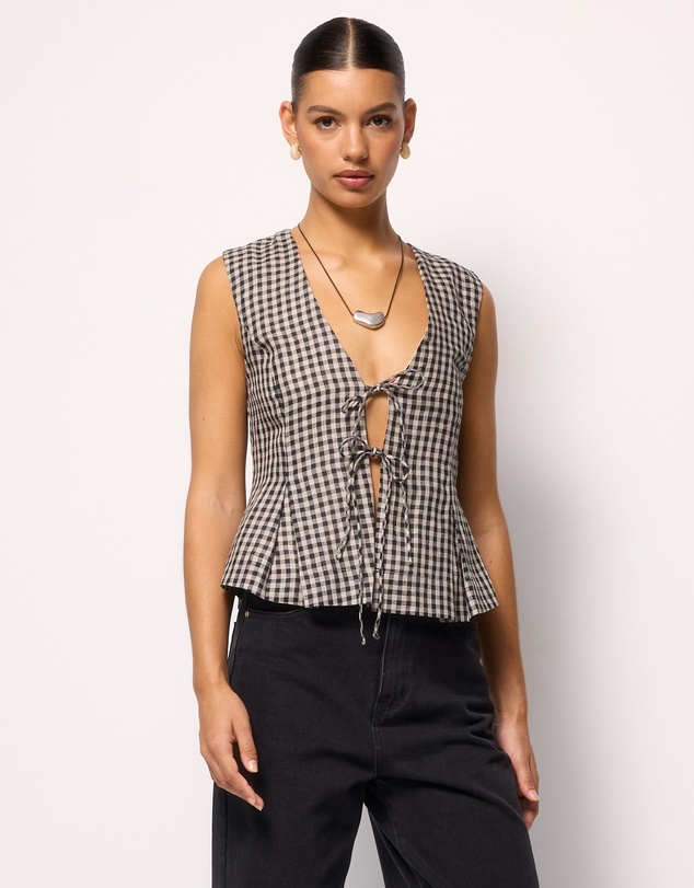 AERE - Linen Tie Front Top