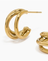 Lovisa - Waterproof Gold Plated Stainless Steel Double Row Hoop Earrings