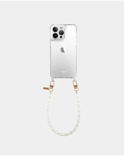 LOUVE COLLECTION - Clear Phone Case + Pearl Wristlet
