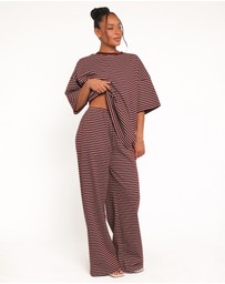 Petal & Pup - Wilda Knit Pant - Burgundy Cream Stripe