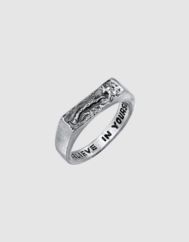 Haze & Glory - ICONIC EXCLUSIVE - Rough Bar Signet Ring in Oxidised 925 Silver