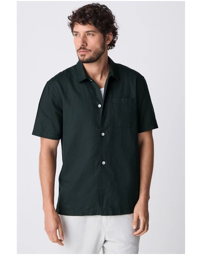 NEXT - Short Sleeve Linen Blend Shirt Standard Collar