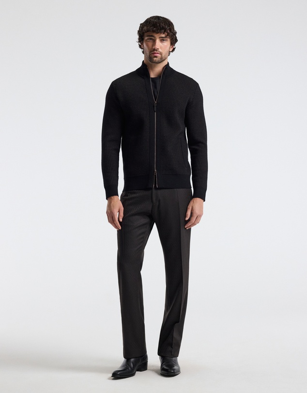 Calibre - Geometric Jacquard Cardigan Chocolate