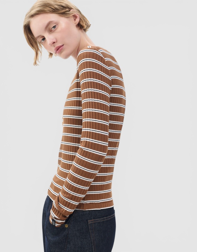 rag & bone - Luca Stripe Rib Long Sleeve Tee