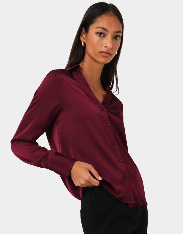 Forcast - Lila V-neck Satin Blouse