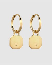 Kuzzoi - ICONIC EXCLUSIVE - Earrings Unisex Creole Square with Enamel 925 Sterling Silver Gold Plated