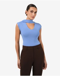 Forcast - Isadora V-Neck Scarf Knit Top
