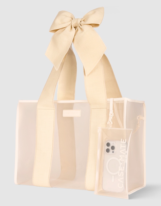 Case-Mate - Case-Mate Ecru Raffia Bow Tote w/ Phone Pouch