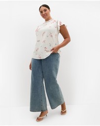 City Chic - Fleur Petal Print Top