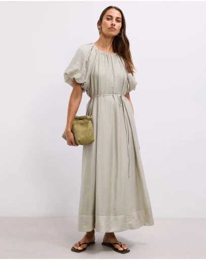 The Fated - Noa Puff Sleeve Midi Dress