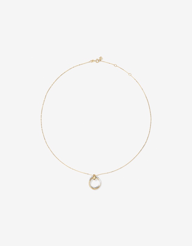Michael Hill - Two-Tone Double Circle Pendant Hammered Finish Necklace in 10kt White and Yellow Gold