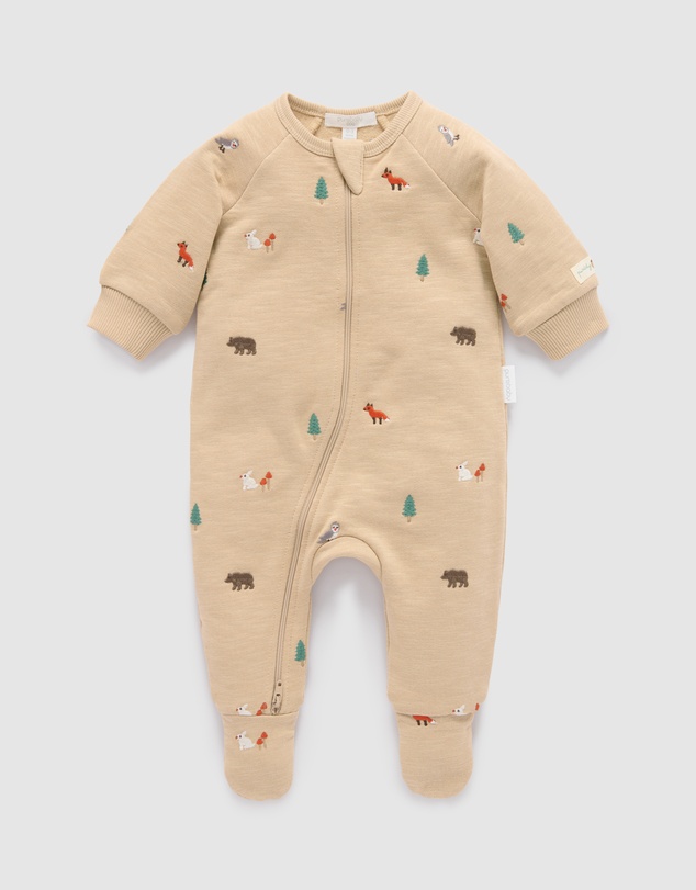 Purebaby - Embroidered Fleece Growsuit -Kids-Babies