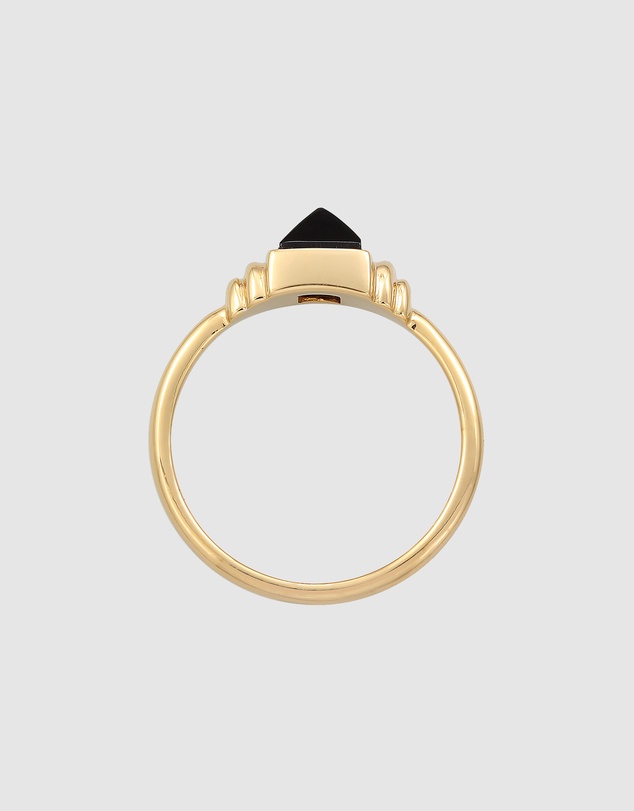 Elli Jewelry - Onyx Square Band Ring in Gold-Plated 925 Silver