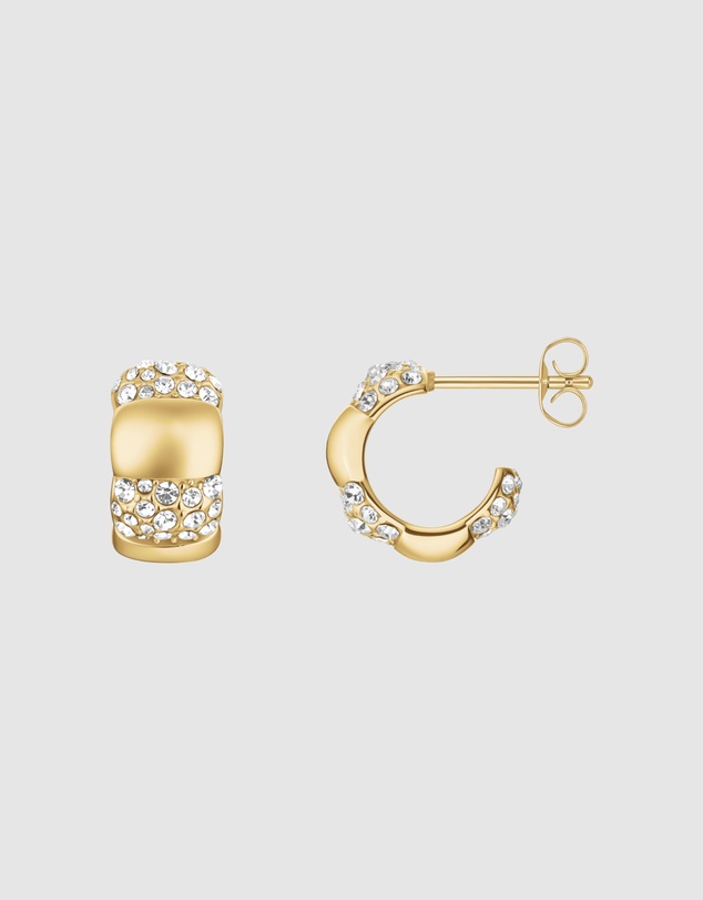 Rosefield - Striped Pavé Crystal Gold-Tone Huggie Earrings