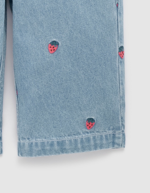 Purebaby - Embroidered Wide Leg Jeans-Kids-Babies