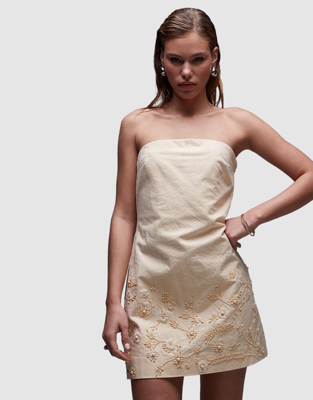 TOPSHOP - Raffia Embroidered Structured Bandeau Dress