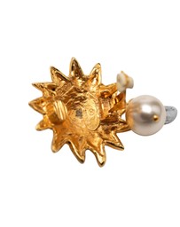 Pre-Loved by Azura Reborn - Pre-Loved CC Gold Plated Faux Pearl Lion Head Drop Clip On Earrings
