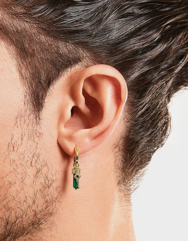 THOMAS SABO - Single Crystal Hoop Earring with Malachite