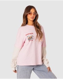 EDIKTED - Racing oversized layered T shirt