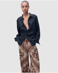 M.N.G - Julia Wideleg Paisley Trousers