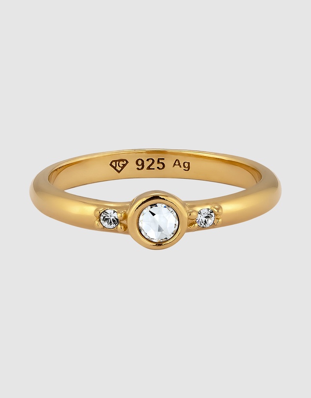 Elli Jewelry - Ring Crystal 925 Sterling Silver Gold-Plated