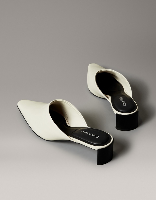 Calvin Klein - Leather Kitten Heel Mules