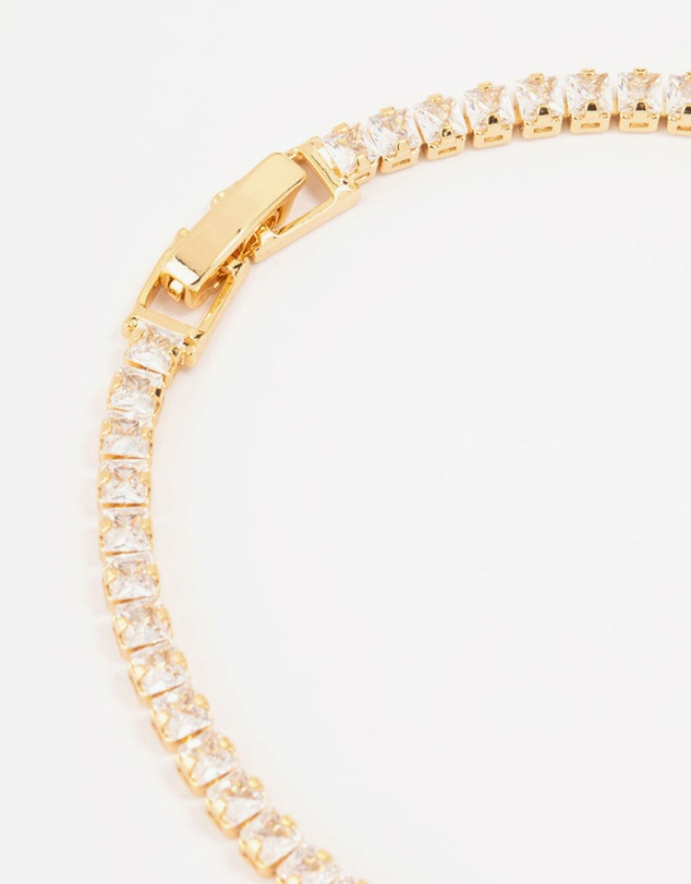 Lovisa - Gold Plated Cubic Zirconia Baguette Tennis Bracelet