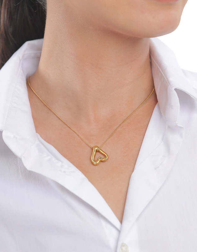 Elli Jewelry - Liquid Heart Topaz Necklace in Gold-Plated 925 Silver