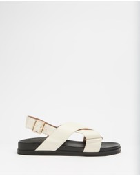 AERE - Crossover Leather Footbed Sandals