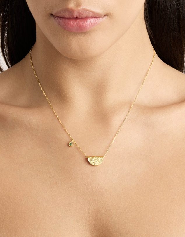 By Charlotte - Gold Lotus Birthstone Necklace - May