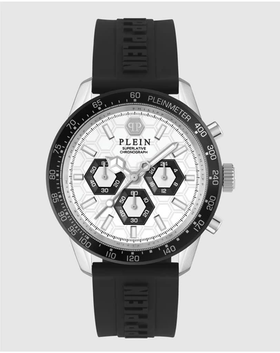 Philipp Plein - Pleinmeter - 44mm Silver Dial and Black Silicone Strap