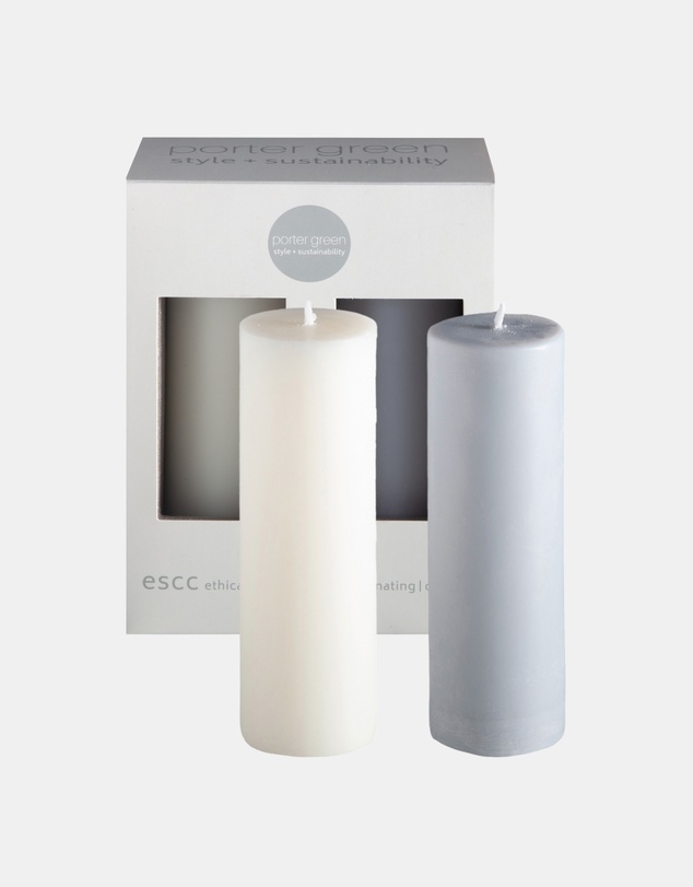 porter green - escc medium pillar candle soy-blend unscented candles