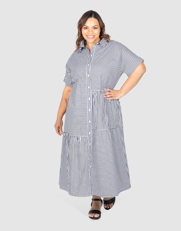 Love Your Wardrobe - Tiana Stripe Tiered Dress