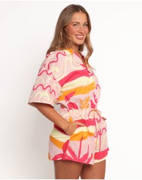 Petal & Pup - Aria Tie Waist Playsuit - Pink Palm