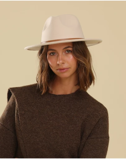 Morgan & Taylor - Dove Wool Fedora in Beige