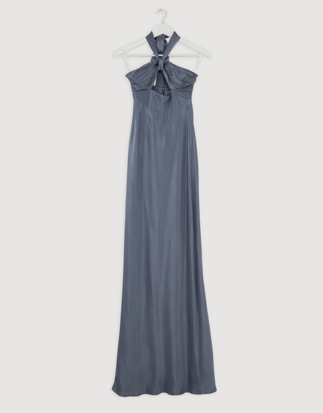 Repaired Shona Joy La Lune Ruched Halter Maxi Dress - AU 8 by Revibe Online  | THE ICONIC | Australia